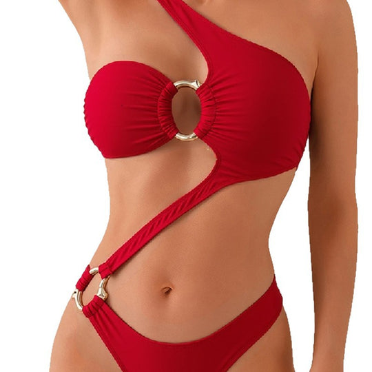 Damen Asymmetrischer Einteiler mit modischen Cut-Outs EB