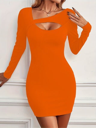 Damen Figurbetontes Minikleid mit asymmetrischem Ausschnitt EB