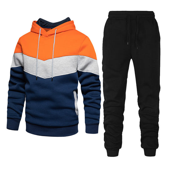 Herren nan athleisure-Set mit Chevron-Kapuze, fleecegefüttertem Pullover und schmal zulaufender Jogginghose EB