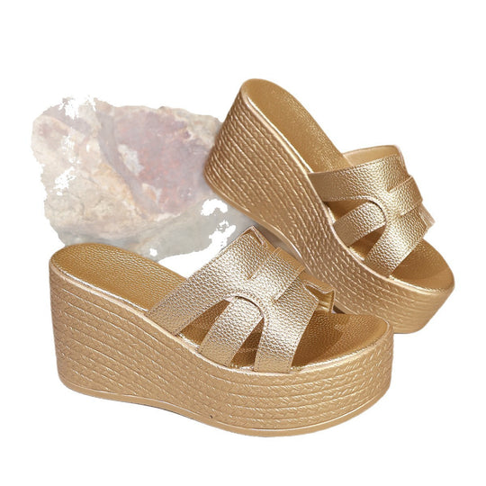 Damen Plateauschuhe mit modischen Riemen und rutschfester Sohle EB
