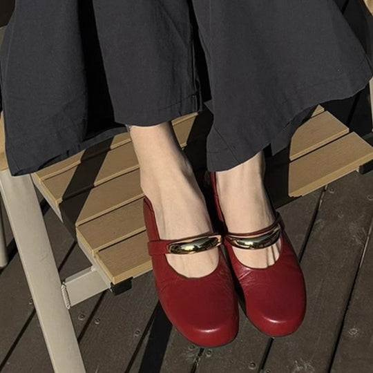 Damen Elegante und komfortable Ballerinas mit modischem Riemchen EB