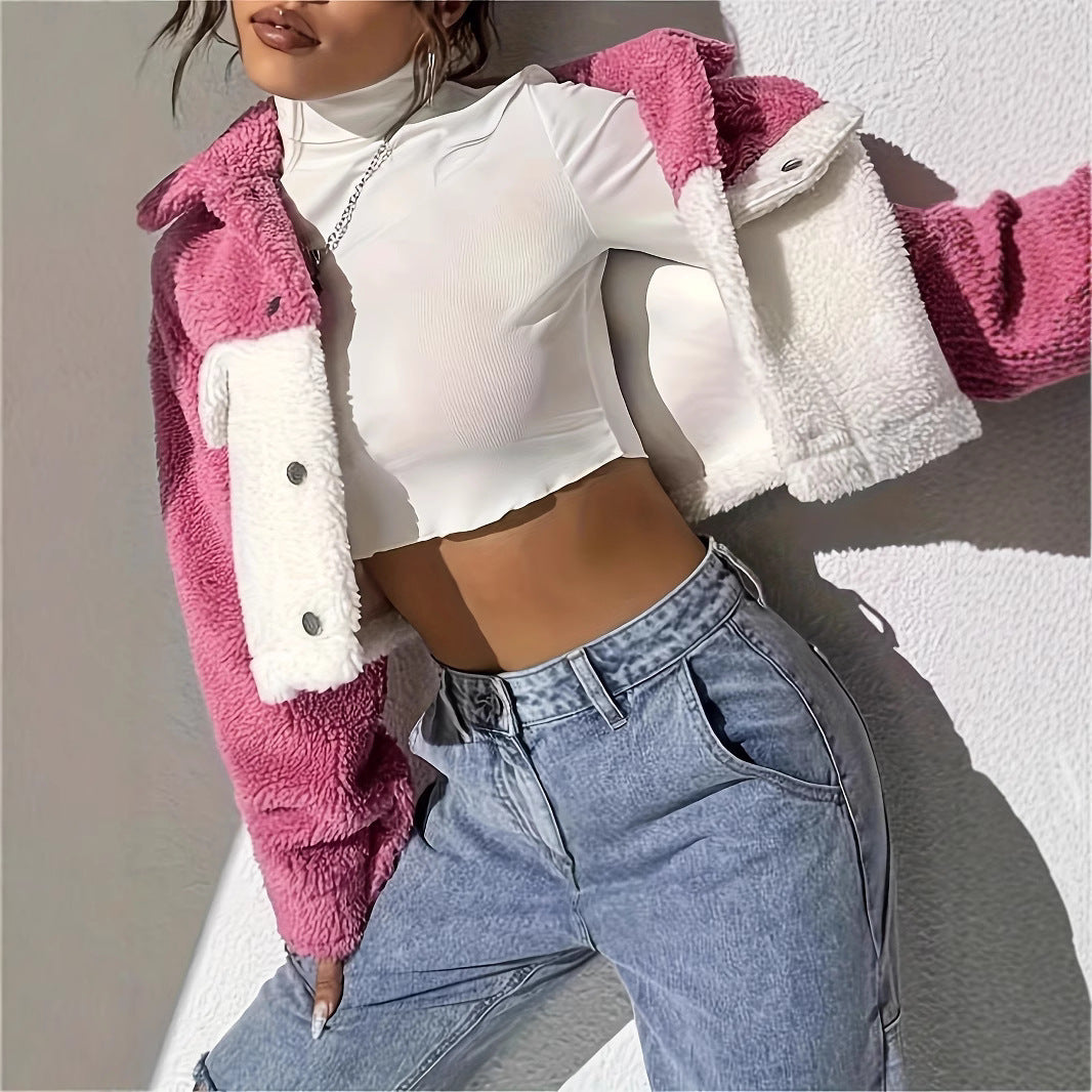 Damen Fleecejacke im Oversize-Stil mit Taschen EB