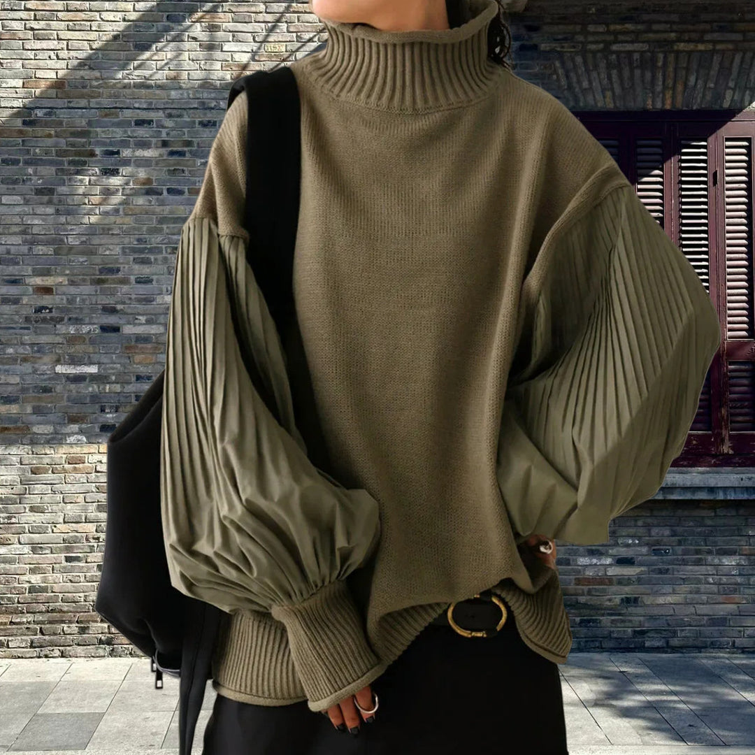 Damen Oversized Pullover mit strukturierten Puffärmeln EB
