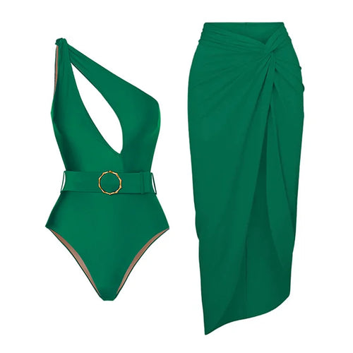 Damen eleganter Badeanzug mit taillierten Rock EB