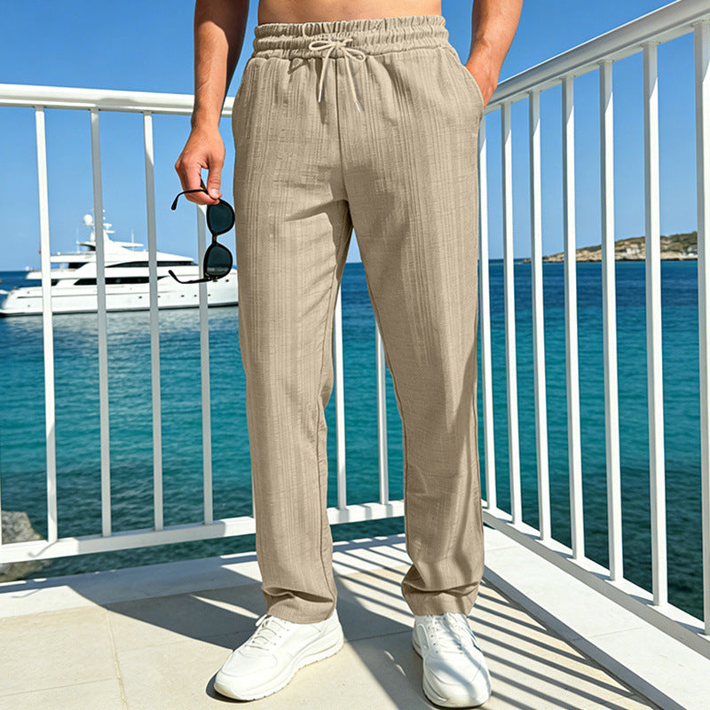 Herren Maritime Freizeit-Hose mit tonaler Rippstruktur, Kordelzug & Seitentaschen EB