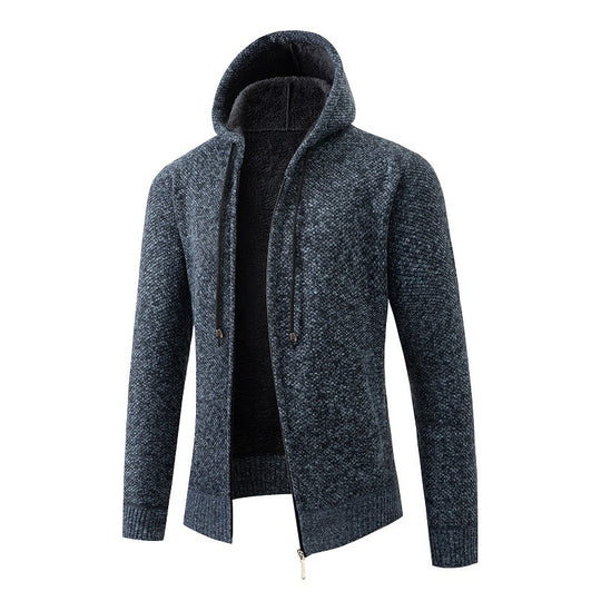 Herren bequeme Strickjacke mit Kapuze EB