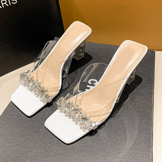 Damen transparente Slingback-Pumps mit funkelnden Strassdetails EB