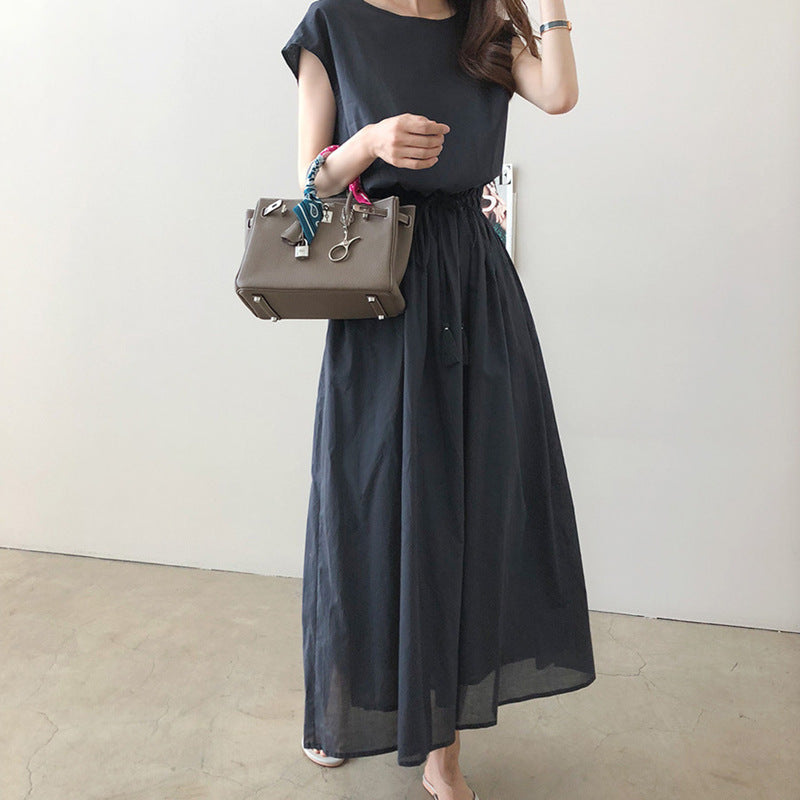 Damen Maxikleid mit tailliertem Bund EB