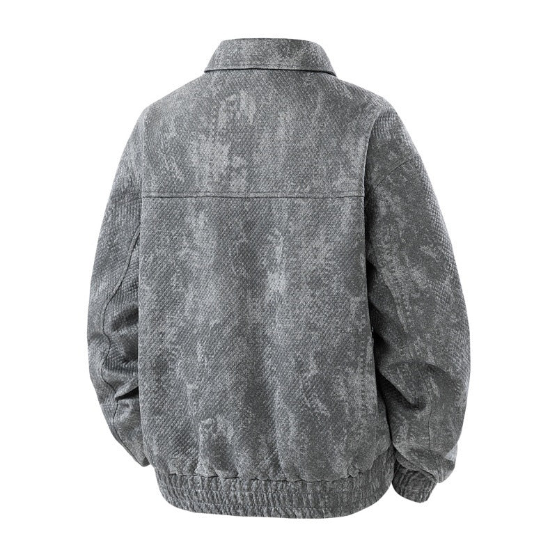 Herren texturierte Canvas-Workerjacke mit Reißverschluss-Front, verdeckter Druckknopfblende und elastischen Bündchen EB