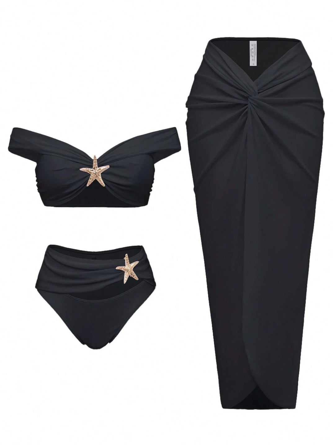 Damen Bikiniset mit Wickelrock und eleganten Schmuckdetails EB