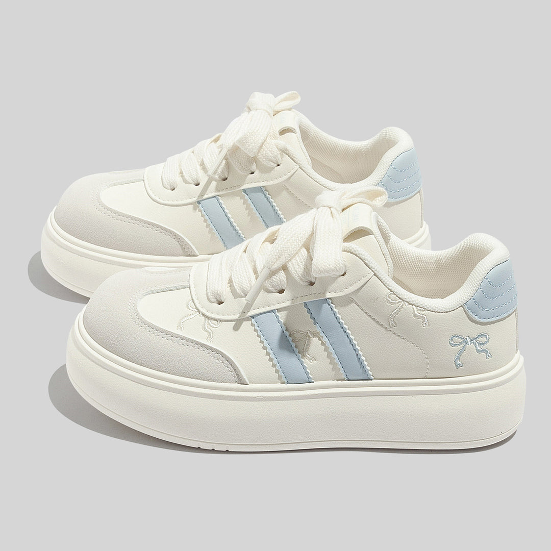 Damen Modische Sneakers mit verspielten Schleifenakzenten und atmungsaktiver Oberflächenstruktur EB