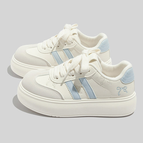 Damen Modische Sneakers mit verspielten Schleifenakzenten und atmungsaktiver Oberflächenstruktur EB