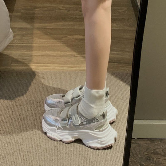Damen Sportliche Lauf-Sneaker mit praktischen Klettverschlüssen und atmungsaktiver Mesh-Oberfläche EB
