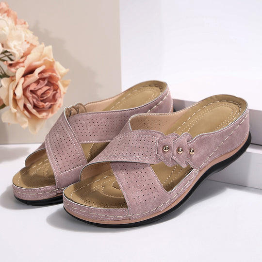 Damen Komfortable Riemensandalen mit anatomischem Fußbett und elastischen Quer-Riemen EB