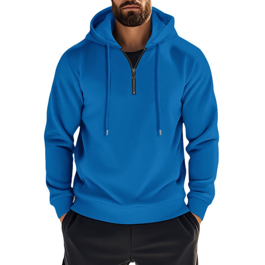 Herren Sportlicher Kapuzenpullover mit kurzem Reißverschluss und atmungsaktiven Einsätzen EB