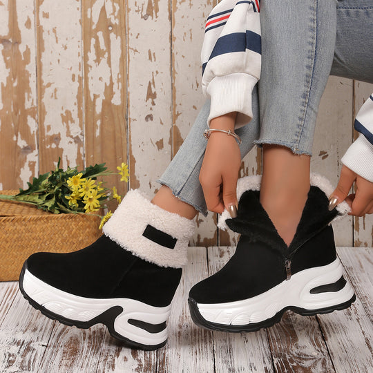 Damen Trendige Fleece-Stiefel mit Keilabsatz EB