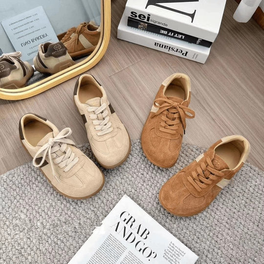 Damen Komfortable Sneakers aus hochwertigem Wildleder mit flexiblem Schnürsystem EB