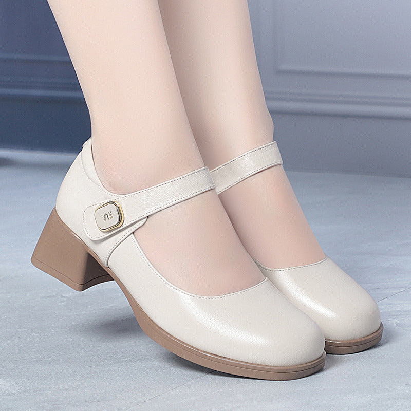 Damen Elegante Mary Jane Schuhe mit modischem Riemen und bequemem Blockabsatz EB