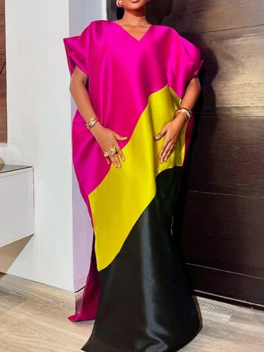 Damen asymmetrisches Kaftan-Kleid mit voluminösen Ärmeln EB