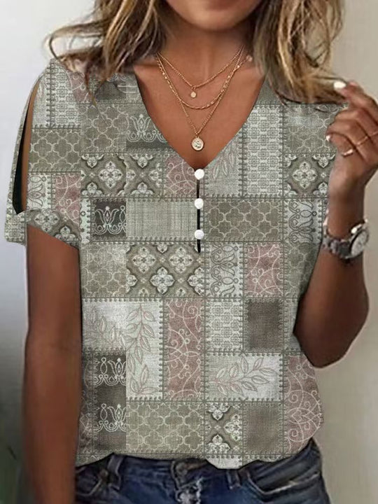 Damen Glitzernde V-Pullover Bluse EB