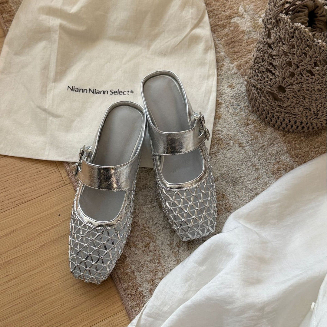 Damen elegante Mary Jane Ballerinas mit modischem Riemchen und hochwertiger Leder-Oberfläche EB