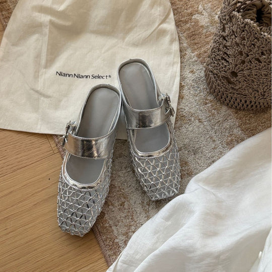 Damen Komfortable und elegante Ballerinas mit praktischer Schnalle EB