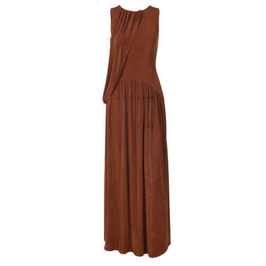 Damen Langes Kleid mit asymmetrischem Schnitt und raffiniertem Drapierungselement EB