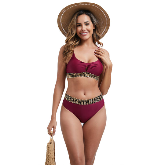 Damen Hochtailliertes Bikini-Set mit modischen Akzentdetails EB