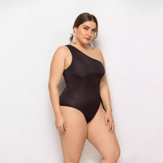 Damen Einseitiger Badeanzug mit verstellbaren Schnürdetails EB
