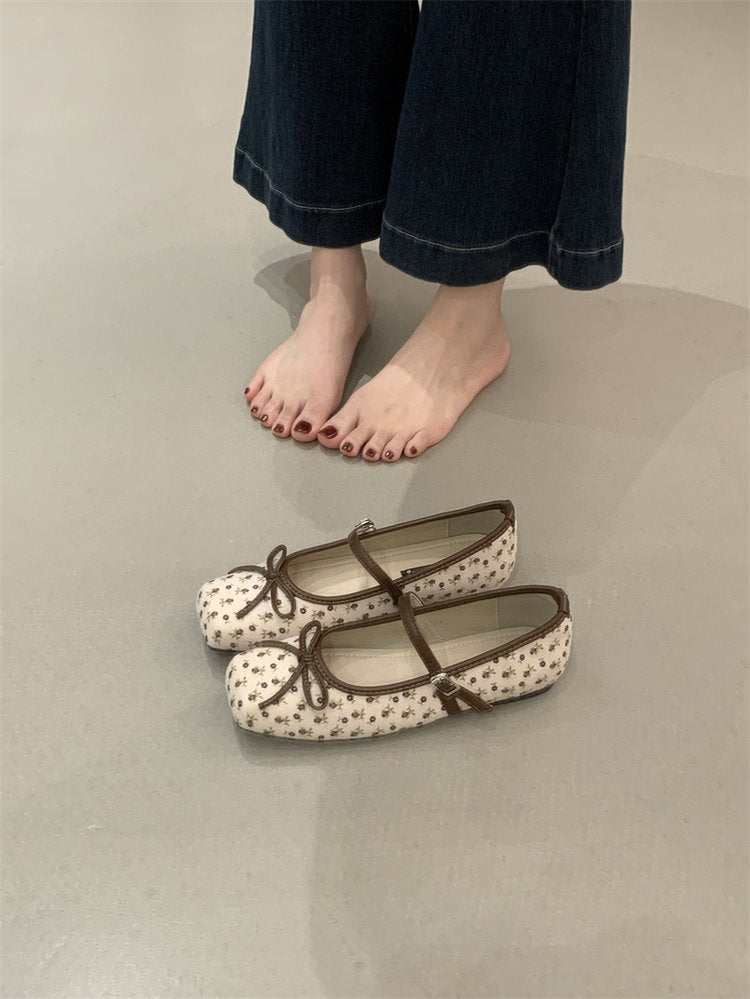Damen Ballerinas mit modischem Riemchen und dekorativem Schleifendesign EB