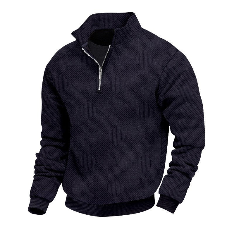 Herren Stepppullover mit halbem Reißverschluss und strukturiertem Design EB