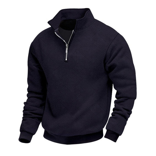 Herren Stepppullover mit halbem Reißverschluss und strukturiertem Design EB