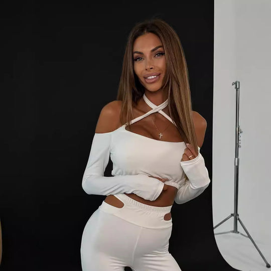 Damen Sportliches Set mit ausgefallenem Cut-Out Design EB