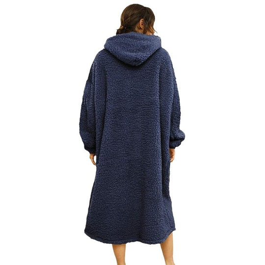 Herren Kuscheliger Fleece-Bademantel mit Kapuze und Taschen EB