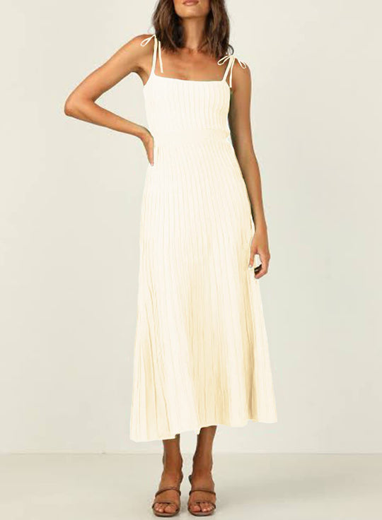 Damen Maxikleid mit schmalen Trägern und feinem Rippdesign EB