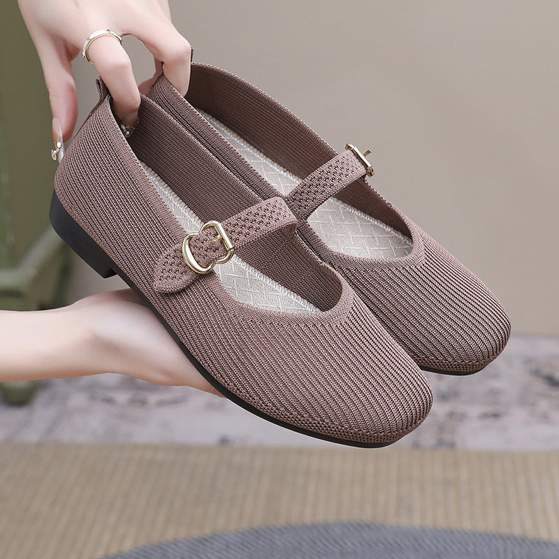 Damen elegante Ballerinas mit verstellbarem Riemen EB