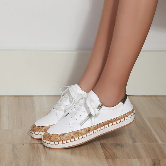 Damen farbenfrohe Sneaker mit Kork-Außensohle und floralem Design EB