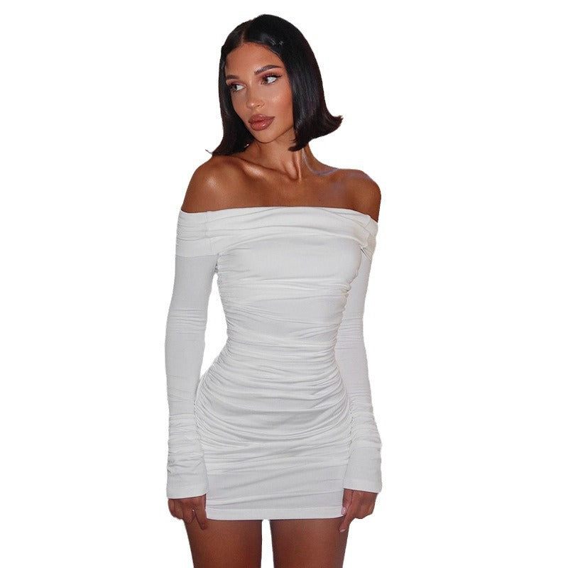 Damen Minikleid mit Off-Shoulder-Design und raffinierten Rüschendetails EB