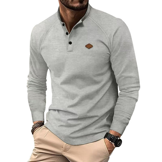 Herren Langarm-Henley-Shirt mit strukturierter Oberfläche und modischen Knopfdetails EB