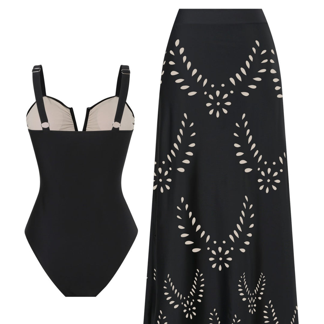 Damen Badeanzug mit passendem Rock EB