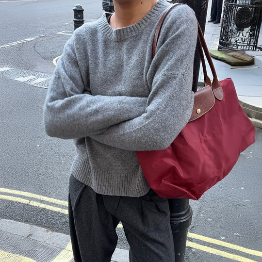 Damen nan großer Nylon-Shopper mit Ledergriffen und faltbarer Leichtbauweise EB
