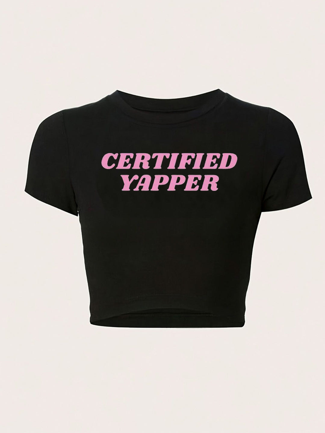 Damen figurbetontes Kurzarm-T-Shirt mit verspieltem Aufdruck EB