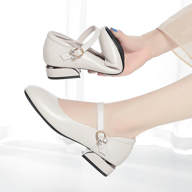 Damen Mary Jane Ballerinas mit elegantem Riemchen und modischem Strassdetail EB