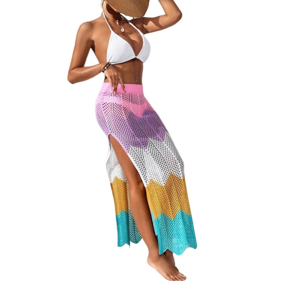 Damen luftiger Häkel-Strandsarong mit geometrischem Muster EB
