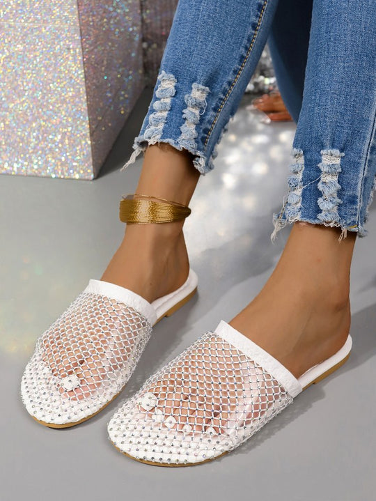 Damen Komfortable Slipper mit funkelndem Netzdesign und anatomischer Fußbettung EB