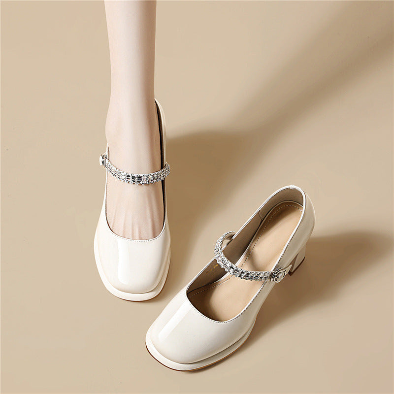 Damen elegante Riemchenpumps mit funkelndem Schmuckdetail EB