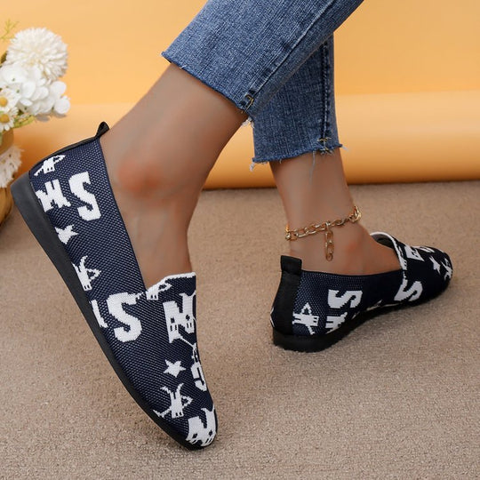 Damen Modische Slip-On Schuhe aus atmungsaktivem Material mit stylischem Print EB