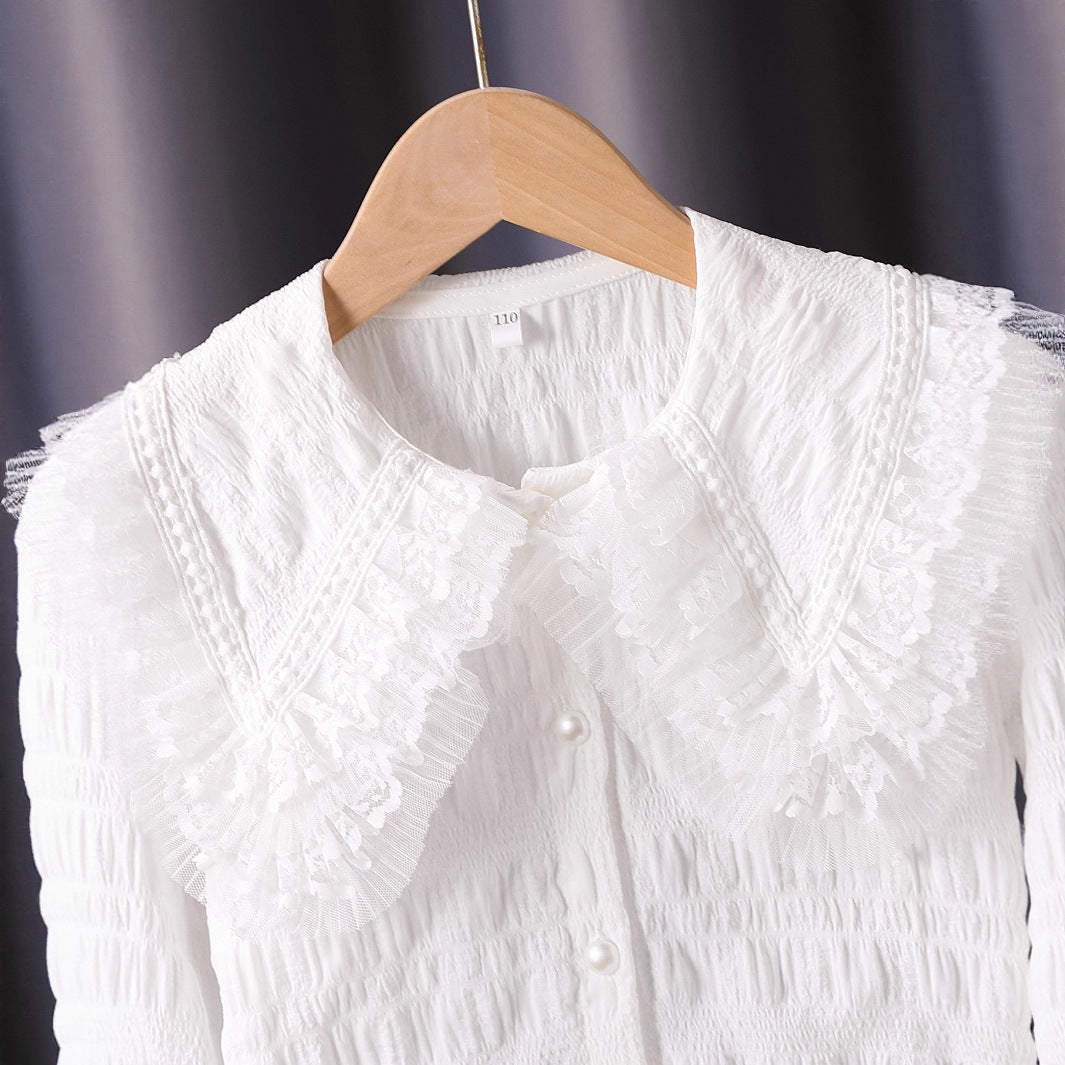 Damen Bluse mit voluminösem Rüschenkragen EB