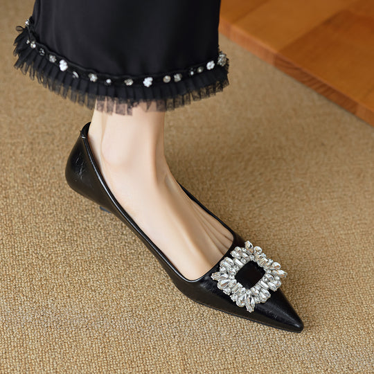 Damen elegante spitze Ballerinas mit funkelnder Applikation EB