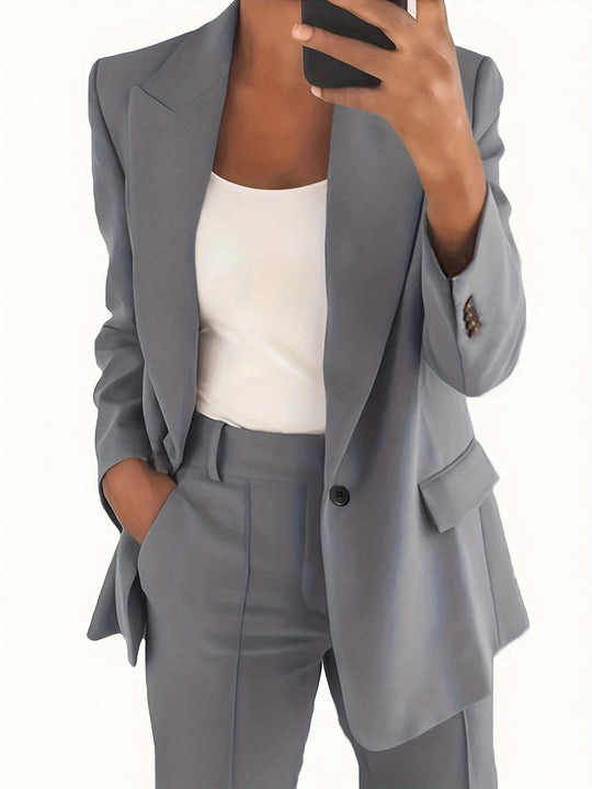 Damen nan taillierter Blazer-Hosen Businessanzug aus Stretchstoff EB
